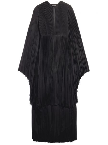 Rochie lunga cu decolteu în v plisată Balenciaga negru
