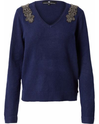 Vlnený priliehavý sveter s perlami Freeman T. Porter - modrá