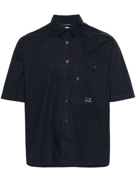 Medvilninė siuvinėta marškiniai C.p. Company mėlyna