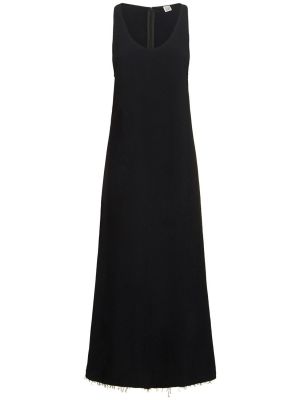 Viskózové dlouhé šaty s lodičkovým výstřihem Totême černé