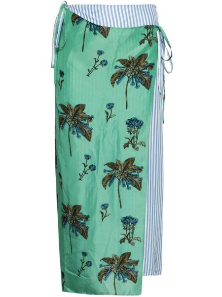 Midi suknja s cvjetnim printom s printom Prada Pre-owned
