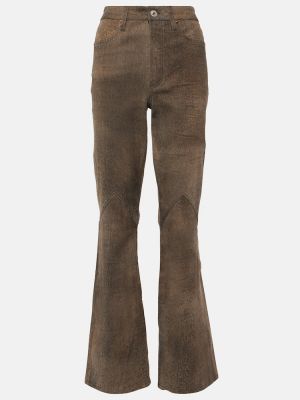 Straight leg jeans a vita alta di pelle Re/done grigio