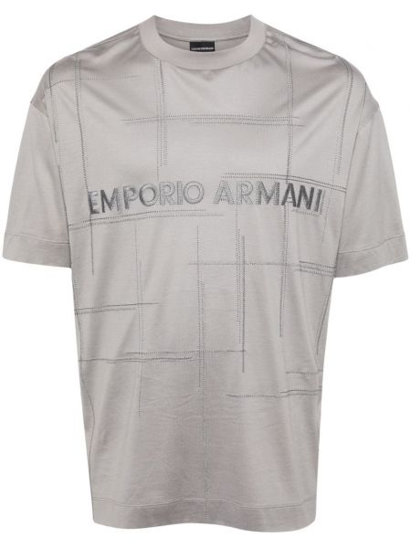 Majica s vezom Emporio Armani siva