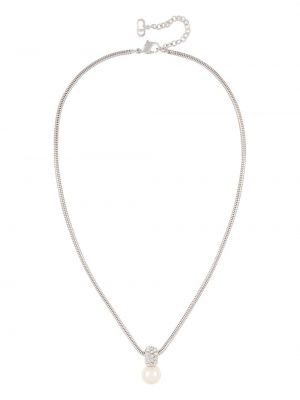 Náhrdelník s perlami so vzorom hadej kože Christian Dior strieborná