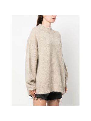 Moherowy sweter oversize elegancki Isabel Marant beżowy