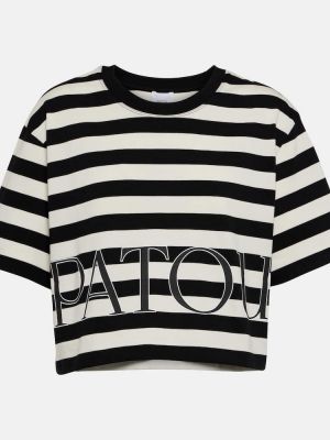 Jersey bombažna majica s črtami Patou črna