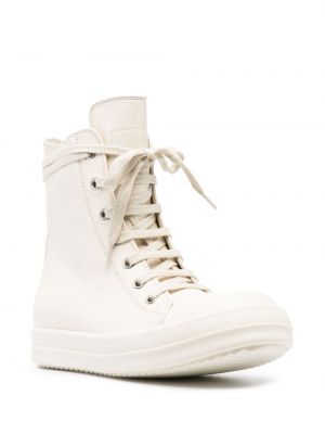 Kožené kotníkové boty Rick Owens bílé