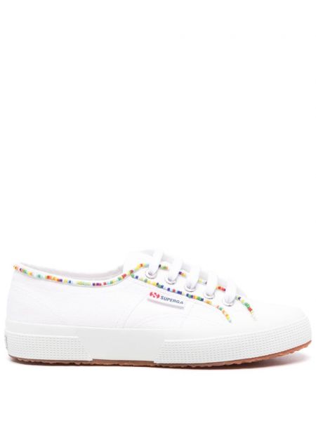 Boncuklu sneaker Superga beyaz