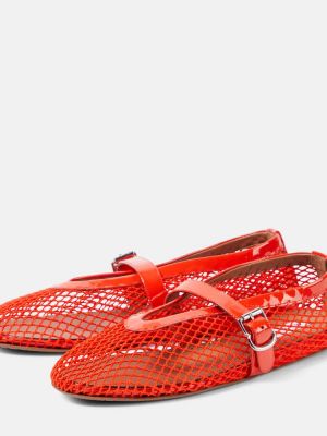 Hálós lakkozott bőr balerina cipők Alaïa narancsszínű