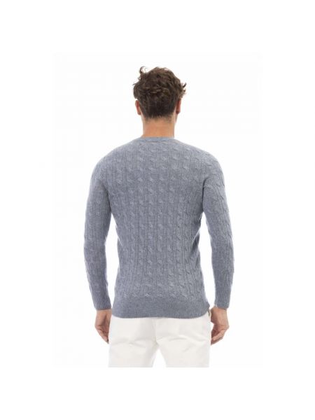 Jersey de lana de tela jersey de cuello redondo Alpha Studio azul