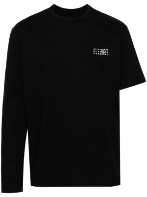 Βαμβακερή μπλούζα με σχέδιο Mm6 Maison Margiela μαύρο
