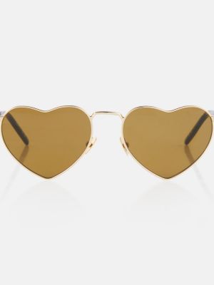 Слънчеви очила със сърца Saint Laurent златисто