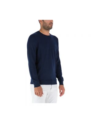 Dzianinowy sweter z okrągłym dekoltem z wełny merino Polo Ralph Lauren niebieski