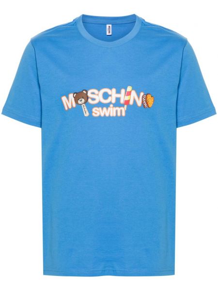Pamučna majica s printom Moschino plava