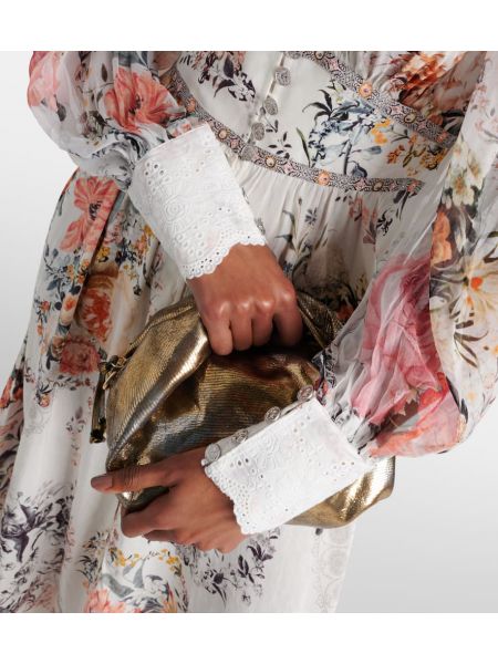 Robe longue en lin en soie à fleurs Camilla