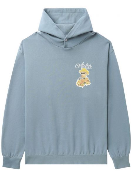 Pamučna hoodie s kapuljačom s printom Musium Div. plava