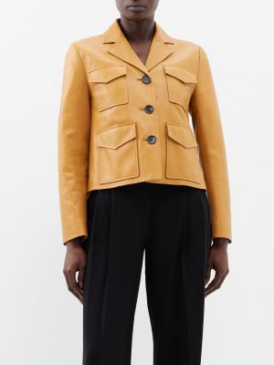 Кожаная куртка с накладными карманами Proenza Schouler желтый