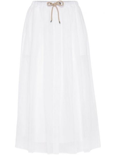 Bavlnená dlhá sukňa Brunello Cucinelli biela