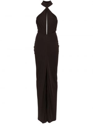 Sukienka długa z krepy Tom Ford brązowa