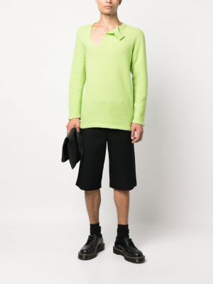 Sweter wełniany asymetryczny Comme Des Garcons Homme Plus zielony