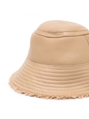 Oboustranný kožený klobouk Yves Salomon béžový