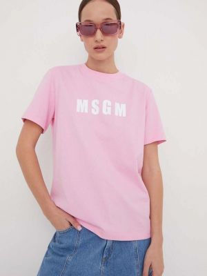 Koszulka bawełniana Msgm różowa