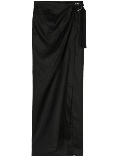 Ľanová midi sukňa Manuri čierna