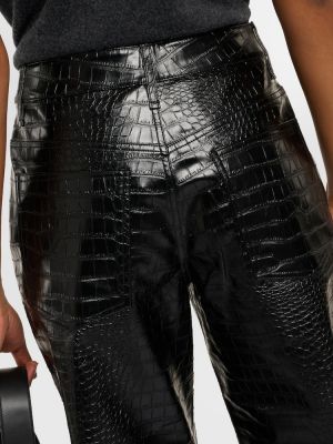 Proste spodnie skórzane ze skóry ekologicznej The Frankie Shop czarne
