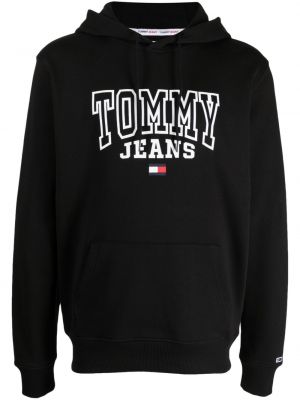 Kapucnis melegítő felső nyomtatás Tommy Jeans fekete