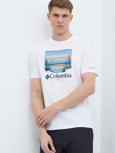 Тениска с дълъг ръкав с принт Columbia бяло
