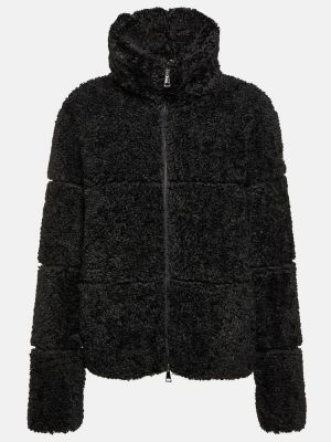 Páperová bunda s kožušinou Moncler čierna