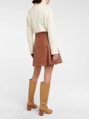 Mini falda de cuero Polo Ralph Lauren marrón