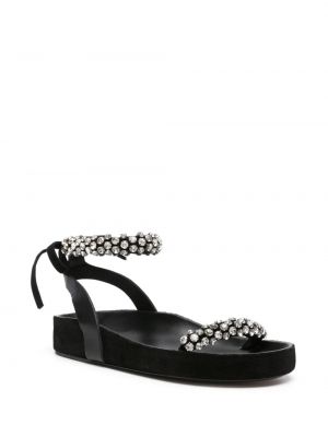 Sandały zamszowe z kryształkami Isabel Marant czarne