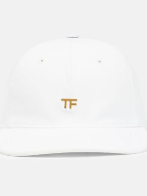 Памучна шапка с козирки Tom Ford бяло