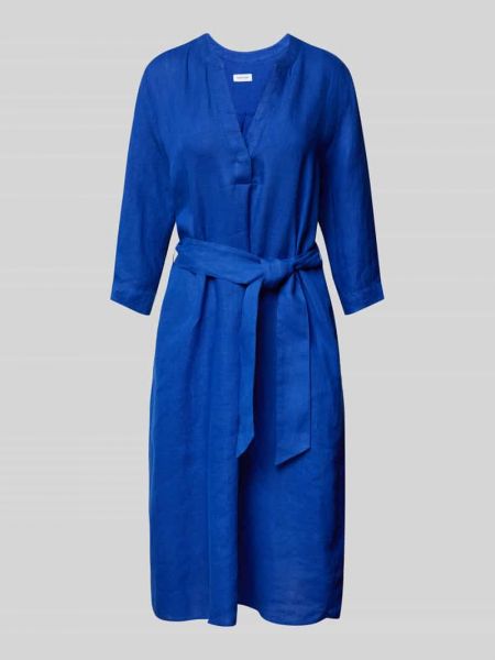 Niebieska lniana sukienka midi Seidensticker
