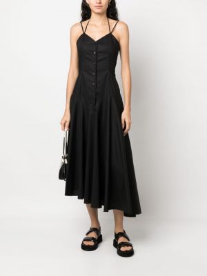 Plisované bavlněné midi šaty Msgm černé