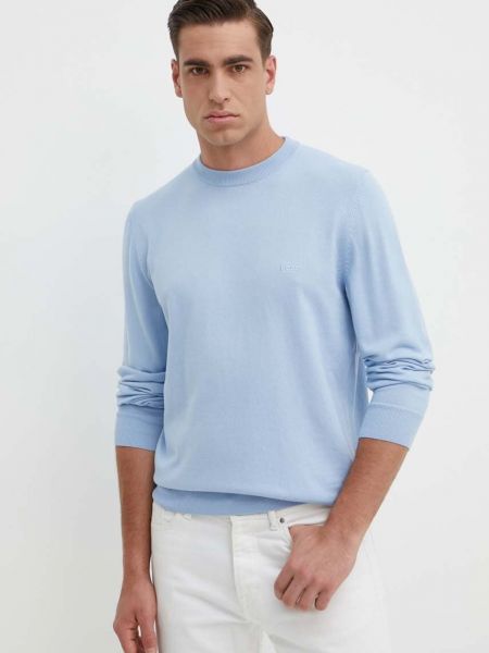 Sweter bawełniany Boss niebieski