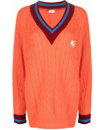 Jersey con escote v de tela jersey Etro naranja