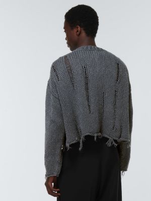 Lniany sweter bawełniany Dolce&gabbana szary