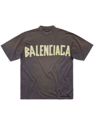 Памучна тениска с принт сиво Balenciaga