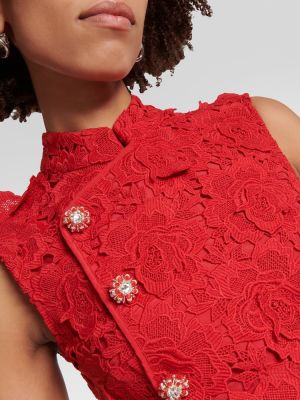 Mini robe à fleurs en dentelle en dentelle Self-portrait rouge