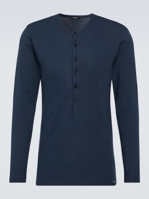 Camicia di cotone in jersey Tom Ford blu