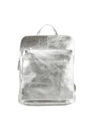 Кожаный рюкзак с карманами Sostter серебряный