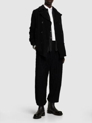Tvídový vlněný kabát z nylonu Comme Des Garçons Shirt černý