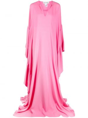 Φόρεμα με λαιμόκοψη v ντραπέ Oscar De La Renta ροζ