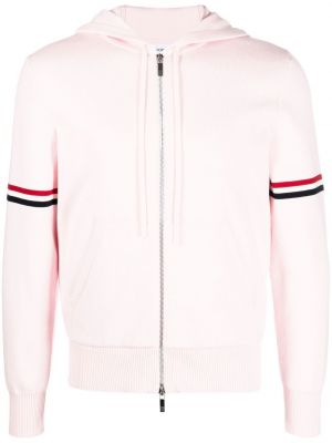 Mikina s kapucí na zip Thom Browne růžová