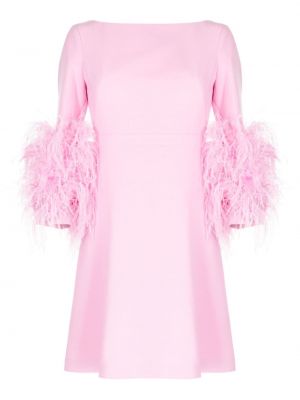 Коктейлна рокля с пера Huishan Zhang розово