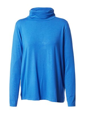 Jednofarebné viskózové priliehavé tričko s dlhými rukávmi Blue Seven - modrá