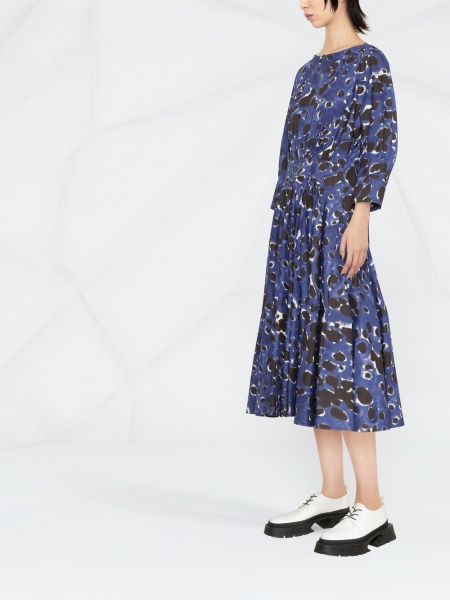 Sukienka midi z nadrukiem w abstrakcyjne wzory Marni niebieska