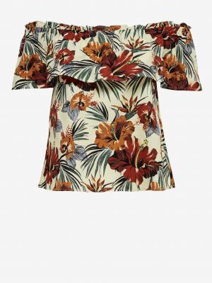 Lanena bluza s cvetličnim vzorcem Only bordo